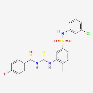 N-((5-(N-(3-Chlorophenyl)sulfamoyl)-2-methylphenyl)carbamothioyl)-4-fluorobenzamide