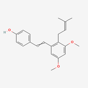 molecular formula C21H24O3 B12521898 4-{2-[3,5-Dimethoxy-2-(3-methylbut-2-en-1-yl)phenyl]ethenyl}phenol CAS No. 667466-37-7