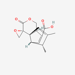 molecular formula C15H16O5 B1252286 (1R,4aR,6aR,7R,9aR)-7,8-dimethyl-2-oxospiro[4,4a,6a,7-tetrahydropentaleno[1,6a-c]pyran-1,2'-oxirane]-5-carboxylic acid 