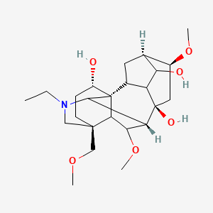 molecular formula C24H39NO6 B1252305 (1S,4S,5R,6S,8R,9S,13S,16S,18R)-11-ethyl-6,18-dimethoxy-13-(methoxymethyl)-11-azahexacyclo[7.7.2.12,5.01,10.03,8.013,17]nonadecane-4,8,16-triol 