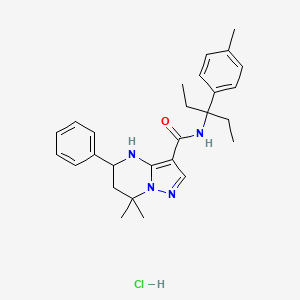 7,7-dimethyl-N-[3-(4-methylphenyl)pentan-3-yl]-5-phenyl-5,6-dihydro-4H-pyrazolo[1,5-a]pyrimidine-3-carboxamide;hydrochloride