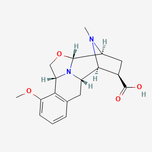 molecular formula C18H22N2O4 B1252333 (1S,2S,3R,5S,6R,9R)-11-methoxy-18-methyl-7-oxa-17,18-diazapentacyclo[7.7.1.12,5.06,17.010,15]octadeca-10(15),11,13-triene-3-carboxylic acid 