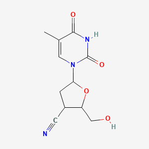 molecular formula C11H13N3O4 B1252355 2-(Hydroxymethyl)-5-(5-methyl-2,4-dioxopyrimidin-1-yl)oxolane-3-carbonitrile 
