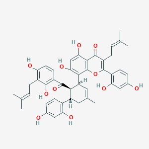 molecular formula C45H44O11 B1252384 8-[(1S,5S,6R)-6-[2,4-dihydroxy-3-(3-methylbut-2-enyl)benzoyl]-5-(2,4-dihydroxyphenyl)-3-methylcyclohex-2-en-1-yl]-2-(2,4-dihydroxyphenyl)-5,7-dihydroxy-3-(3-methylbut-2-enyl)chromen-4-one 