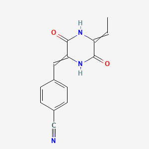 4-[(5-Ethylidene-3,6-dioxopiperazin-2-ylidene)methyl]benzonitrile