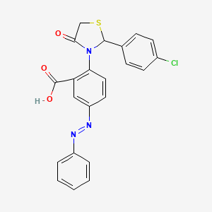 2-[2-(4-Chlorophenyl)-4-oxo-1,3-thiazolidin-3-yl]-5-[(E)-phenyldiazenyl]benzoic acid