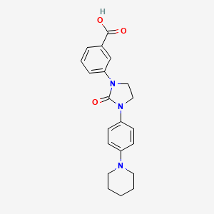 molecular formula C21H23N3O3 B12524024 Benzoic acid, 3-[2-oxo-3-[4-(1-piperidinyl)phenyl]-1-imidazolidinyl]- CAS No. 651749-00-7