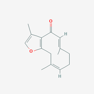 molecular formula C15H18O2 B1252421 (5E,9Z)-3,6,10-trimethyl-8,11-dihydro-7H-cyclodeca[b]furan-4-one 