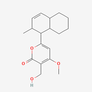 molecular formula C18H24O4 B1252428 3-(Hydroxymethyl)-4-methoxy-6-(2-methyl-1,2,4a,5,6,7,8,8a-octahydronaphthalen-1-yl)pyran-2-one 