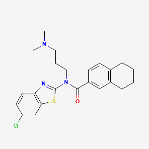 molecular formula C23H26ClN3OS B1252441 N-(6-chloro-1,3-benzothiazol-2-yl)-N-[3-(dimethylamino)propyl]-5,6,7,8-tetrahydronaphthalene-2-carboxamide 
