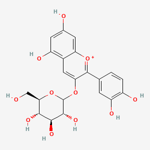 molecular formula C21H21O11+ B1252447 (3R,4S,5S,6R)-2-[2-(3,4-dihydroxyphenyl)-5,7-dihydroxychromenylium-3-yl]oxy-6-(hydroxymethyl)oxane-3,4,5-triol 