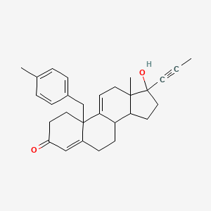 molecular formula C29H34O2 B1252452 17-hydroxy-13-methyl-10-[(4-methylphenyl)methyl]-17-prop-1-ynyl-2,6,7,8,12,14,15,16-octahydro-1H-cyclopenta[a]phenanthren-3-one 