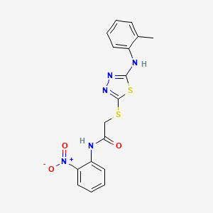 molecular formula C17H15N5O3S2 B1252456 2-[[5-(2-methylanilino)-1,3,4-thiadiazol-2-yl]thio]-N-(2-nitrophenyl)acetamide 