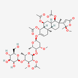 molecular formula C50H74O23 B1252471 [(1R,2R,4aS,4bR,8R,8aS,9S,10aR)-1,8-diacetyloxy-7-[(2S,4S,5R,6S)-5-[(2S,3R,4R,5R,6S)-3-acetyloxy-4-methoxy-6-methyl-5-[(2S,3R,4S,5S,6R)-3,4,5-trihydroxy-6-(hydroxymethyl)oxan-2-yl]oxyoxan-2-yl]oxy-4-methoxy-6-methyloxan-2-yl]oxy-2-[(2R)-2-methoxy-2-methyl-5-oxofuran-3-yl]-2,4b-dimethyl-1,3,4,4a,5,8,8a,9,10,10a-decahydrophenanthren-9-yl] acetate 