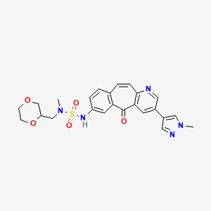 molecular formula C24H25N5O5S B1252476 Sulfamide, N-[(2S)-1,4-dioxan-2-ylmethyl]-N-methyl-N'-[3-(1-methyl-1H-pyrazol-4-yl)-5-oxo-5H-benzo[4,5]cyclohepta[1,2-b]pyridin-7-yl]- 