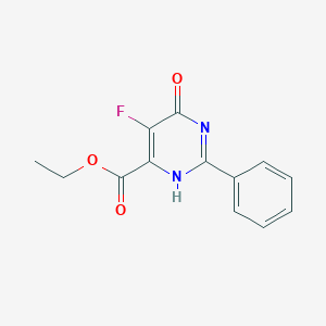 4-Pyrimidinecarboxylic acid, 1,6-dihydro-5-fluoro-6-oxo-2-phenyl-, ethyl ester