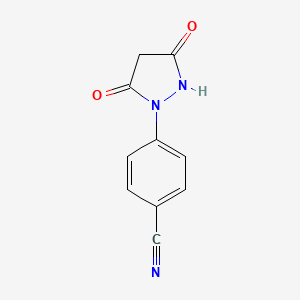 molecular formula C10H7N3O2 B12524925 Benzonitrile, 4-(3,5-dioxo-1-pyrazolidinyl)- CAS No. 820238-58-2