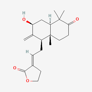 molecular formula C20H28O4 B1252517 (3E)-3-[2-[(1R,3S,4aR,8aR)-3-hydroxy-5,5,8a-trimethyl-2-methylidene-6-oxo-1,3,4,4a,7,8-hexahydronaphthalen-1-yl]ethylidene]oxolan-2-one 