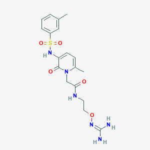 molecular formula C18H24N6O5S B1252543 N-[2-(diaminomethylideneamino)oxyethyl]-2-[6-methyl-3-[(3-methylphenyl)sulfonylamino]-2-oxopyridin-1-yl]acetamide 