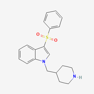 molecular formula C20H22N2O2S B12525448 1H-Indole, 3-(phenylsulfonyl)-1-(4-piperidinylmethyl)- CAS No. 651335-10-3