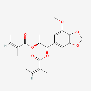 molecular formula C21H26O7 B1252562 [(1S,2S)-1-(7-methoxy-1,3-benzodioxol-5-yl)-1-[(Z)-2-methylbut-2-enoyl]oxypropan-2-yl] (Z)-2-methylbut-2-enoate 