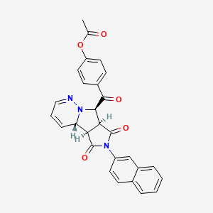 molecular formula C28H21N3O5 B1252565 acetic acid [4-[[(3aS,4R,9aS,9bR)-2-(2-naphthalenyl)-1,3-dioxo-3a,4,9a,9b-tetrahydropyrrolo[1,2]pyrrolo[3,5-b]pyridazin-4-yl]-oxomethyl]phenyl] ester 
