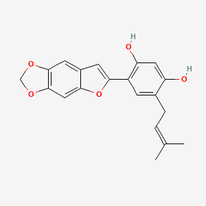 molecular formula C20H18O5 B1252585 2-(2,4-Dihydroxy-5-prenylphenyl)-5,6-methylenedioxybenzofuran 
