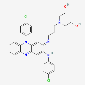 molecular formula C31H31Cl2N5O2 B1252606 2-[3-[[3-(4-Chloroanilino)-10-(4-chlorophenyl)phenazin-2-ylidene]amino]propyl-(2-hydroxyethyl)amino]ethanol 