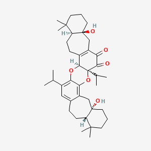 molecular formula C40H56O6 B1252618 (2S,3S,8aS,11S,12S,15aS)-2,12-Dihydroxy-7,15a-diisopropyl-20,20,21,21-tetramethyl-2,3:11,12-bisbutano-2,3,4,5,9,10,11,12,13,14,15,15a-dodecahydro-1H,8aH-8,16-dioxadicyclohepta[a,h]anthracene-14,15-dione 