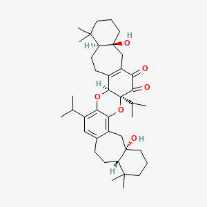 molecular formula C40H56O6 B1252618 (2S,3S,8aS,11S,12S,15aS)-2,12-二羟基-7,15a-二异丙基-20,20,21,21-四甲基-2,3:11,12-双丁烷-2,3,4,5,9,10,11,12,13,14,15,15a-十二氢-1H,8aH-8,16-二氧杂双环庚[a,h]蒽-14,15-二酮 