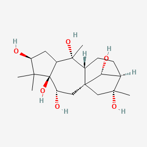 molecular formula C20H34O6 B1252661 (1S,3R,4R,6S,9R,10R,13R,14R,16R)-5,5,9,14-tetramethyltetracyclo[11.2.1.01,10.04,8]hexadecane-3,4,6,9,14,16-hexol 