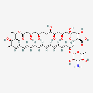 molecular formula C47H73NO17 B1252711 (1R,3S,5R,6R,9R,11R,15S,16R,17R,18S,19E,21E,23E,25E,27E,29E,31E,33R,35S,36R,37S)-33-[(2R,3S,5S,6R)-4-amino-3,5-dihydroxy-6-methyloxan-2-yl]oxy-1,3,5,6,9,11,17,37-octahydroxy-15,16,18-trimethyl-13-oxo-14,39-dioxabicyclo[33.3.1]nonatriaconta-19,21,23,25,27,29,31-heptaene-36-carboxylic acid 