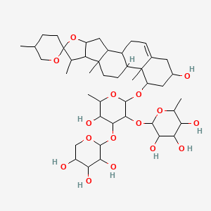 molecular formula C44H70O16 B1252712 2-[5-羟基-2-(16-羟基-5',7,9,13-四甲基螺[5-氧杂五环[10.8.0.02,9.04,8.013,18]二十烷-18-烯-6,2'-氧杂]-14-基)氧基-6-甲基-4-(3,4,5-三羟基氧杂-2-基)氧杂-3-基]氧基-6-甲基氧杂-3,4,5-三醇 