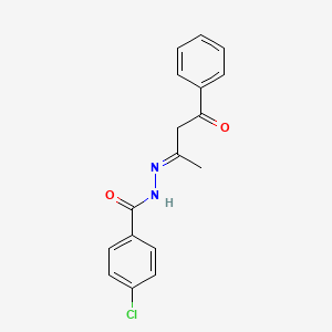 4-chloro-N-[(E)-(4-oxo-4-phenylbutan-2-ylidene)amino]benzamide