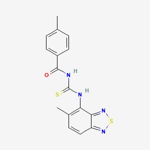 molecular formula C16H14N4OS2 B1252728 4-methyl-N-[[(5-methyl-2,1,3-benzothiadiazol-4-yl)amino]-sulfanylidenemethyl]benzamide 