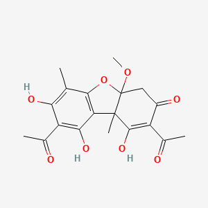 molecular formula C19H20O8 B1252737 2,8-Diacetyl-4a,9b-dihydro-1,7,9-trihydroxy-4a-methoxy-6,9b-dimethyldibenzofuran-3(4H)-one 