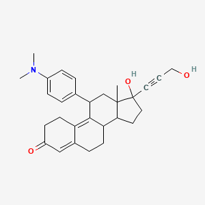 molecular formula C29H35NO3 B1252816 11-[4-(Dimethylamino)phenyl]-17-hydroxy-17-(3-hydroxyprop-1-ynyl)-13-methyl-1,2,6,7,8,11,12,14,15,16-decahydrocyclopenta[a]phenanthren-3-one 