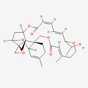 molecular formula C29H38O8 B1252825 (1R,3R,8R,12E,18E,20Z,24R,25S,26S)-17-(1-hydroxyethyl)-5,13,25-trimethylspiro[2,10,16,23-tetraoxatetracyclo[22.2.1.03,8.08,25]heptacosa-4,12,18,20-tetraene-26,2'-oxirane]-11,22-dione 