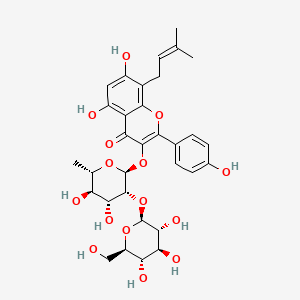 molecular formula C32H38O15 B1252855 3-[(2S,3R,4R,5R,6S)-4,5-dihydroxy-6-methyl-3-[(2S,3R,4S,5S,6R)-3,4,5-trihydroxy-6-(hydroxymethyl)oxan-2-yl]oxyoxan-2-yl]oxy-5,7-dihydroxy-2-(4-hydroxyphenyl)-8-(3-methylbut-2-enyl)chromen-4-one 