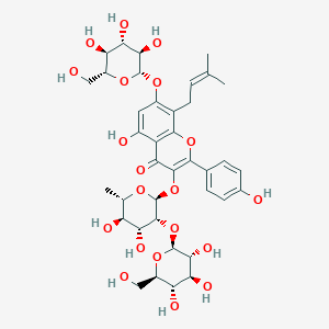 molecular formula C38H48O20 B1252872 3-[(2S,3R,4R,5R,6S)-4,5-dihydroxy-6-methyl-3-[(2S,3R,4S,5S,6R)-3,4,5-trihydroxy-6-(hydroxymethyl)oxan-2-yl]oxyoxan-2-yl]oxy-5-hydroxy-2-(4-hydroxyphenyl)-8-(3-methylbut-2-enyl)-7-[(2S,3R,4S,5S,6R)-3,4,5-trihydroxy-6-(hydroxymethyl)oxan-2-yl]oxychromen-4-one 