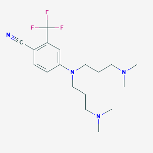 molecular formula C18H27F3N4 B12528803 Benzonitrile, 4-[bis[3-(dimethylamino)propyl]amino]-2-(trifluoromethyl)- CAS No. 821777-15-5