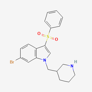 molecular formula C20H21BrN2O2S B12528816 1H-Indole, 6-bromo-3-(phenylsulfonyl)-1-(3-piperidinylmethyl)- CAS No. 651334-92-8