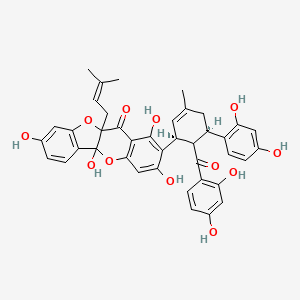 molecular formula C40H36O12 B1252914 2-[(1S,5R)-6-(2,4-dihydroxybenzoyl)-5-(2,4-dihydroxyphenyl)-3-methylcyclohex-2-en-1-yl]-1,3,5a,8-tetrahydroxy-10a-(3-methylbut-2-enyl)-[1]benzofuro[3,2-b]chromen-11-one 