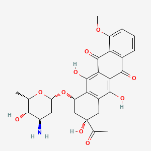 molecular formula C27H29NO10 B1252922 (7S,9S)-9-acetyl-7-[(2S,4R,5S,6S)-4-amino-5-hydroxy-6-methyloxan-2-yl]oxy-6,9,11-trihydroxy-4-methoxy-8,10-dihydro-7H-tetracene-5,12-dione 
