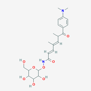 molecular formula C23H32N2O8 B1252934 (2E,4E)-7-[4-(dimethylamino)phenyl]-4,6-dimethyl-7-oxo-N-[3,4,5-trihydroxy-6-(hydroxymethyl)oxan-2-yl]oxyhepta-2,4-dienamide 