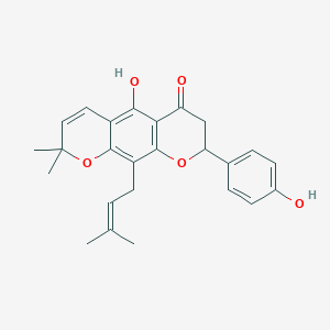 molecular formula C25H26O5 B1252962 2-(4-Hydroxyphenyl)-5-hydroxy-2,3-dihydro-10-(3-methyl-2-butenyl)-8,8-dimethyl-4H,8H-benzo[1,2-b:5,4-b']dipyran-4-one 