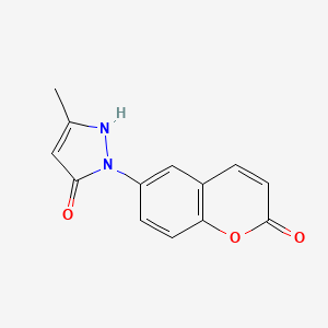 2H-1-Benzopyran-2-one, 6-(5-hydroxy-3-methyl-1H-pyrazol-1-yl)-