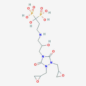molecular formula C14H26N4O12P2 B012530 Diglycidyl-(3-(3,3-bisphosphono-3-hydroxypropylamino)-2-hydroxypropyl)urazol CAS No. 102069-16-9