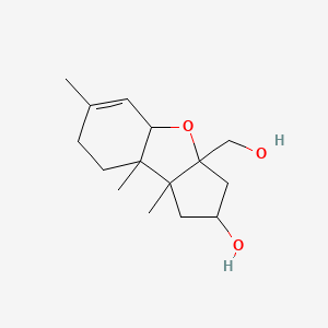 molecular formula C15H24O3 B1253075 6-(Hydroxymethyl)-1,2,10-trimethyl-7-oxatricyclo[6.4.0.0^{2,6}]dodec-9-en-4-ol 