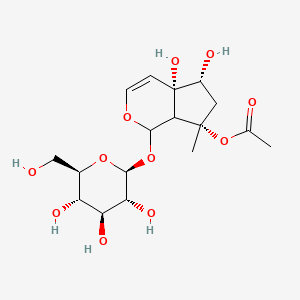 molecular formula C17H26O11 B1253108 7alpha-Acetoxy-7-methyl-1alpha-(beta-D-glucopyranosyloxy)-1,4a,5,6,7,7a-hexahydrocyclopenta[c]pyran-4aalpha,5alpha-diol 
